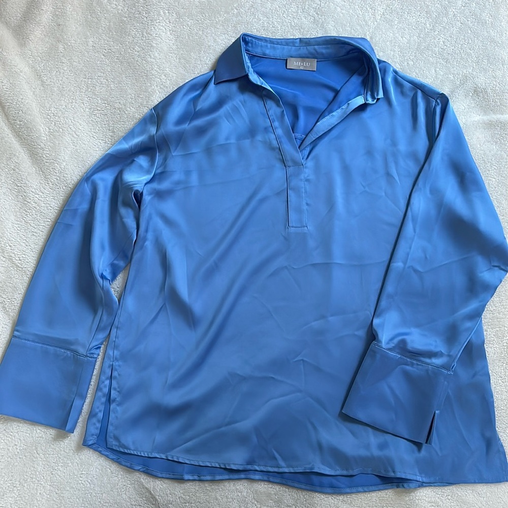 Satin blue blouse